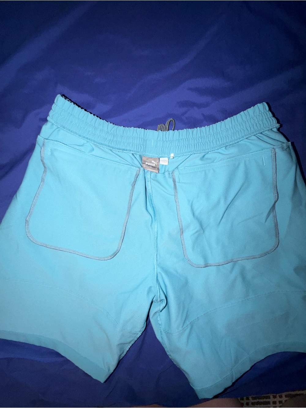 Puma Men's Aqua Athletic Shorts with Drawstring - Picture 7 of 10